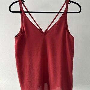 Topshop V-Neck Red Camisole Chiffon Top